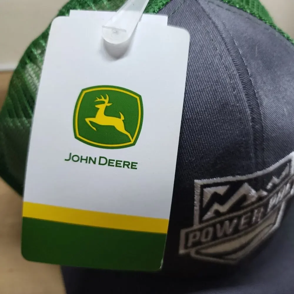 John Deere Power Pac Trucker Hat Men's OS Adjustable Gray Green New See Pictures